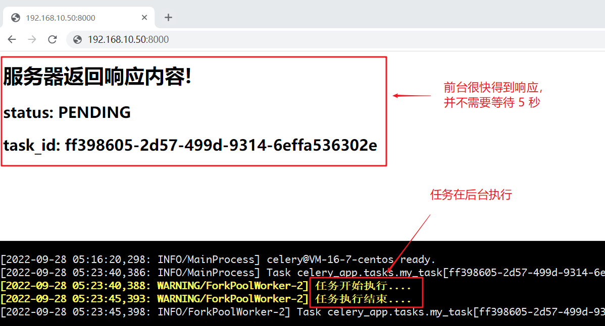 访问首页调用 index 视图下的异步任务